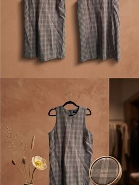 Banana Republic Gray Plaid Sleeveless Shift Dress